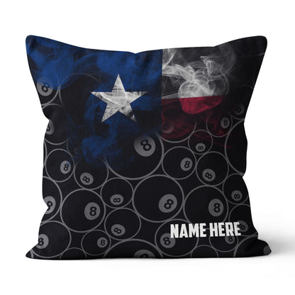 Personalized Vintage Smoke Texas Flag 8 Ball Billiard Pillow, Pool Gifts VHM0907