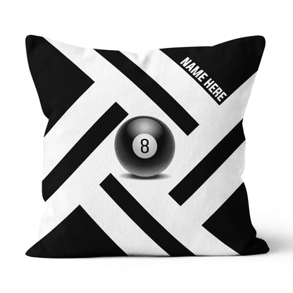 Custom Black White 8 Ball Pool Pillow, Best Personalized 8 Ball Pillows TDM0902