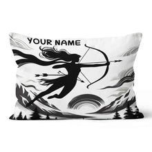 Load image into Gallery viewer, Custom Black White Funny Women Archer Pillow, Archery Decorative Pillows TDM0824