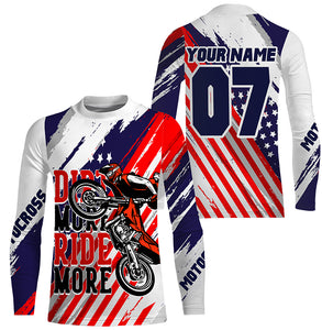 Patriotic Motocross Jersey UPF30+ Dirt More Ride More Custom Dirt Bike Racing American Flag Shirt NMS1276