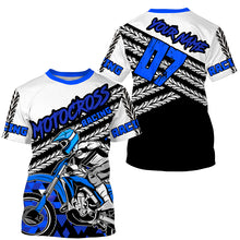 Load image into Gallery viewer, Personalized blue motocross kid men women jersey UPF30+ extreme off-road motorcycle shirt biker PDT414