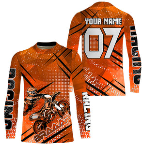 Dirt bike racing jersey custom orange Motocross youth men women UPF30+ off-road extreme MX shirt PDT336