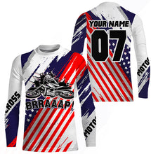 Load image into Gallery viewer, Patriotic Personalized Dirt Bike Jersey UPF30+ Brap MX Racing American Flag Motocross Shirt NMS1252