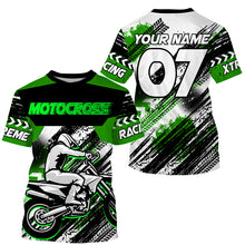 Load image into Gallery viewer, Green custom Motocross jersey uv protective MX shirt for kid men women dirt bike racing racewear PDT294