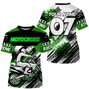 Green custom Motocross jersey uv protective MX shirt for kid men women dirt bike racing racewear PDT294