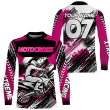 Load image into Gallery viewer, Pink custom Motocross jersey uv protective MX shirt for kid men women dirt bike racing racewear PDT295