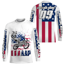 Load image into Gallery viewer, US flag Brap custom motocross jersey kid men women UPF30+ dirt bike Patriotic offroad motorcycle NMS964