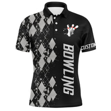 Load image into Gallery viewer, Personalized Men Polo Bowling Shirt, Custom Name Argyle Pattern Bowler Team Jersey NBP23