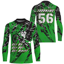 Load image into Gallery viewer, Get Dirty Personalized Motocross Jersey UPF30+ Green Dirt Bike Racing Motorcycle Long Sleeves NMS1253