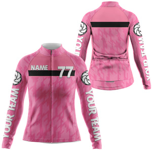 Pink women cycling jersey UPF50+ Camo biking tops girl with 3 pockets Custom breathable bike shirt| SLC122