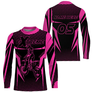 Custom MX jersey kid adult UPF30+ pink dirt bike off-road extreme motogirl long sleeves shirt PDT258