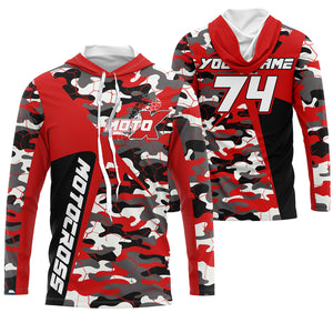 Custom kid men women dirt bike racing jersey MX UV protective red camouflage extreme motorcycle PDT85