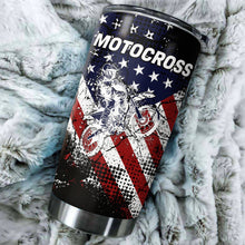 Load image into Gallery viewer, Custom USA Flag Motocross Tumbler Cup - Off-Road Dirt Bike Tumbler Biker Patriotic Gift Drinkware CDT16