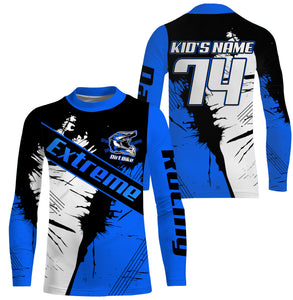 Youth&adult jersey for Motocross blue UV custom number name dirt bike off-road extreme long sleeves PDT181