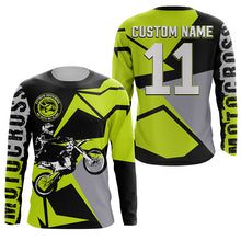 Load image into Gallery viewer, Youth men women Motocross racing jersey personalized UPF30+ biker extreme off-road green MX shirt PDT255