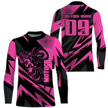 Load image into Gallery viewer, Girls Women UV Motocross Jersey Personalized MX Racing Pink Dirt Bike Off-road Long Sleeves NMS1224