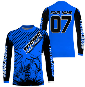 Custom blue MX jersey shirt UV extreme kid&adult Motocross dirt bike racing off-road motorcycle PDT177
