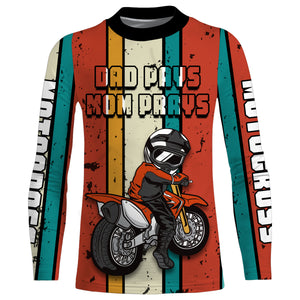 Kid custom motocross jersey Dad Pays Mom Prays UPF30+ youth dirt bike racing motorcycle junior ride NMS953