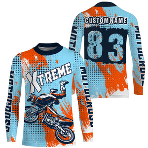 Personalized blue Motocross jersey adult&kid dirt bike shirt UV protective MX extreme motorcycle PDT21