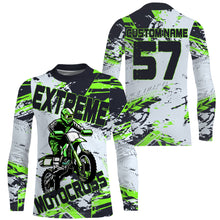 Load image into Gallery viewer, Customized name&amp;number Motocross jersey green white youth adult UV MX dirt bike long sleeves racing PDT190