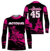 Load image into Gallery viewer, Pink MotoGirl Personalized Jersey UPF30+ Dirt Bike Racing Motocross Off-road Long Sleeves NMS1180