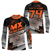 Load image into Gallery viewer, Youth men orange personalized Motocross riding jersey dirt bike off-road shirt  UPF30+ motorcycle PDT131