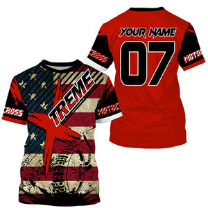 Extreme custom Motocross jersey UPF30+ American flag dirt bike racing kid women men off-road shirt PDT272