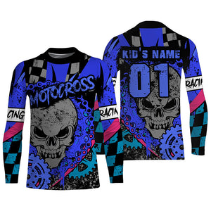 Skull Motocross Jersey Personalized UPF30+ Youth&Adult Dirt Bike MX Racing Off-road Long Sleeves NMS1259