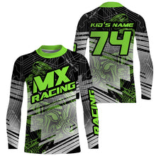 Load image into Gallery viewer, Youth Men Women Personalized Green Motocross Jersey Dirt Bike Off-Road Shirt UPF30+ Motorcycle PDT378