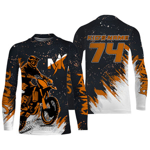 Custom Dirt Bike jersey youth men women UPF30+ orange MX racing shirt biker off-road motorcycle PDT418