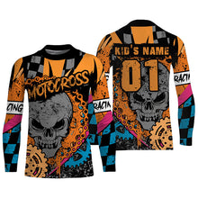 Load image into Gallery viewer, Custom Skull Motocross Jersey UPF30+ Youth&amp;Adult Orange Dirt Bike MX Racing Off-road Long Sleeves NMS1258