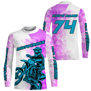 Motocross pink jersey youth men women custom dirt bike off-road UPF30+ motorcycle racing shirt PDT319