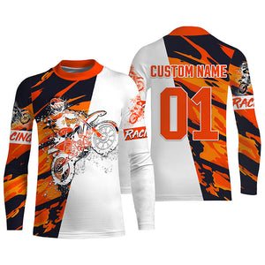 Dirtbike Racing Jersey UPF30+ Personalized Orange Camo Motocross Off-road MX Riding Jersey NMS1251