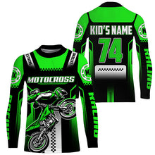 Load image into Gallery viewer, Personalized green Motocross jersey UPF30+ youth&amp;adult dirt bike riding off-road extreme MX shirt PDT256