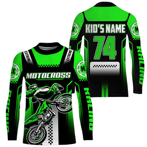 Personalized green Motocross jersey UPF30+ youth&adult dirt bike riding off-road extreme MX shirt PDT256