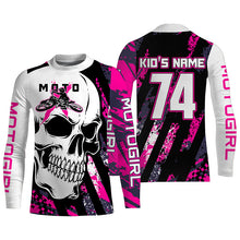 Load image into Gallery viewer, Skull MotoGirl Jersey Personalized Motocross UPF30+ MotoX Dirt Bike Racing Motorcycle Girls Women NM1268