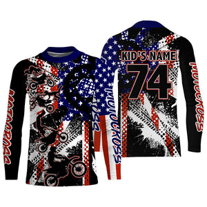 Patriotic dirt bike freestyle kid men women custom MX jersey UPF30+ USA Motocross gear racing shirt PDT349