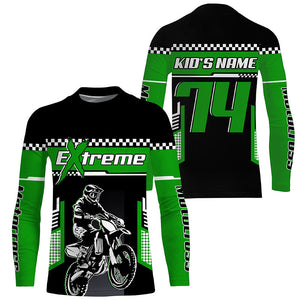 Motocross jersey personalized UPF30+ extreme dirt bike youth men women green MX racing shirt PDT249