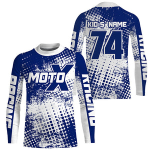 Custom dirt bike kid adult jersey UPF30+ blue Motocross shirt extreme racing racewear motorcycle PDT387