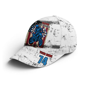 USA Flag Motocross Cap - Extreme Custom Name&Number Dirt Bike Cap For Biker Patriotic BWB Hat CDT11