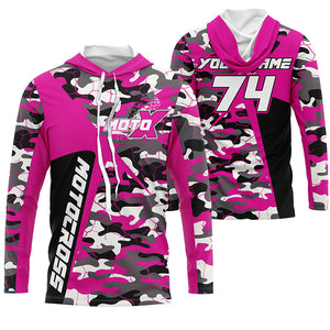 Custom Kid Men Women Dirt Bike Jersey UV Protective Extreme Pink Camo Motocross Racing Shirt PDT375