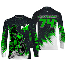 Load image into Gallery viewer, Green Motocross Racing Jersey Men Women Youth UPF30+ Custom Dirt Bike Shirt Off-Road Long Sleeve MX PDT447