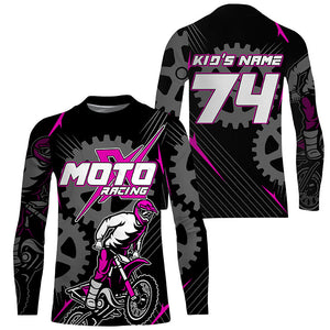 Pink dirt bike jersey for kid women men UPF30+ extreme custom Motocross off-road shirt PDT365