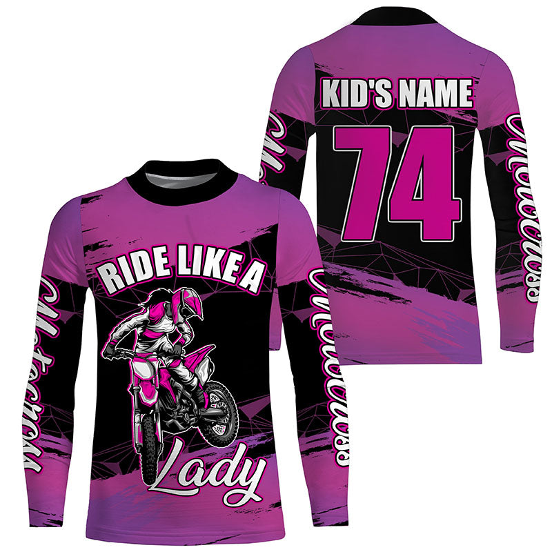Personalized Motocross jersey women girls MX racing shirt UPF30+ motorcycle long sleeves off-road PDT315