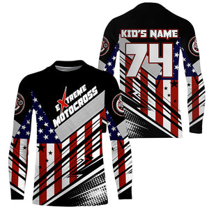 Extreme Motocross kid women men jersey UPF30+ USA flag dirt bike racing Patriotic motorcycle shirt  PDT350
