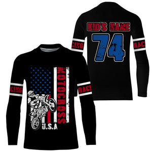 American flag jersey Motocross custom youth adult UPF30+ biker off-road motorcycle shirt patriotic PDT245