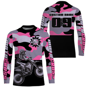 Camo personalized dirt bike jersey men women kid UPF30+ extreme Motocross shirt motorcycle PDT397