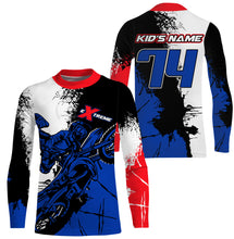 Load image into Gallery viewer, Custom MX jersey UV extreme Motocross racing men women kids blue&amp;white dirt bike riding outfit  PDT198