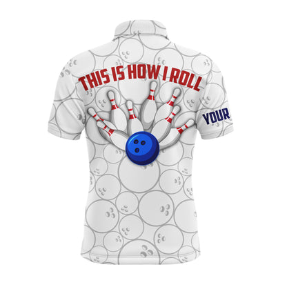 American Flag Polo Bowling Shirt for Men Bowlers, This Is How I Roll Funny Bowling Jersey NBP31