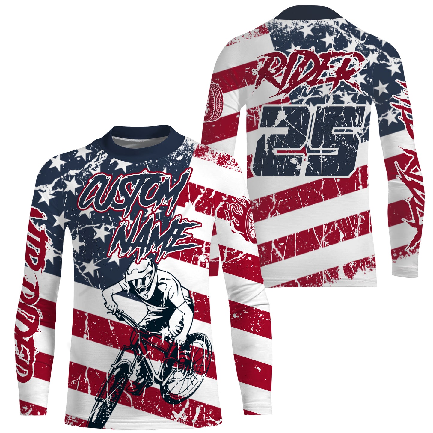 Custom American MTB jersey UPF30+ USA adult kid mountain bike shirt patriotic cycling gear| SLC99